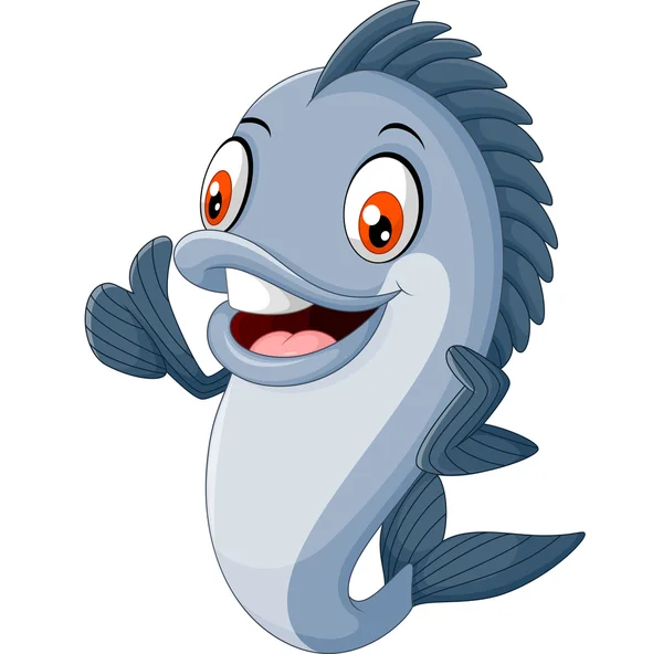 Cartoon fish giving thumb up — Stock Vector