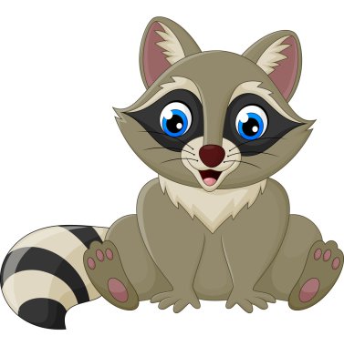 Karikatür mutlu Rakun oturan