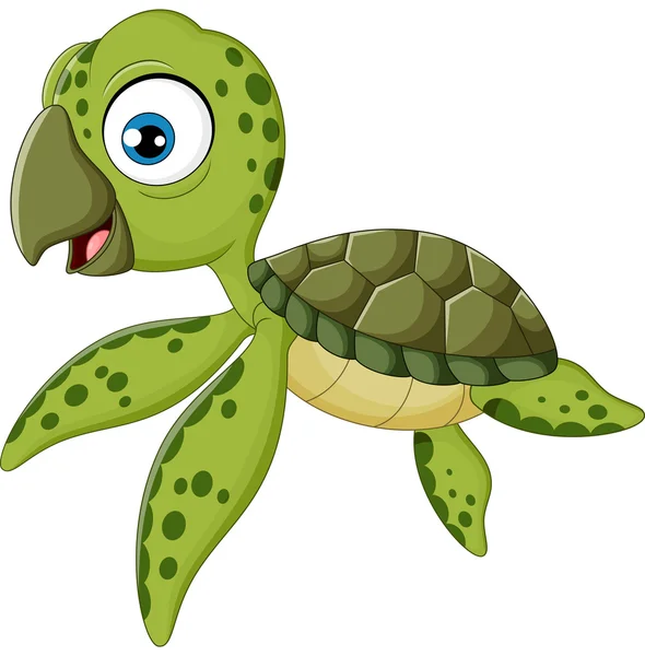 Dibujos animados bebé tortuga natación , — Vector de stock