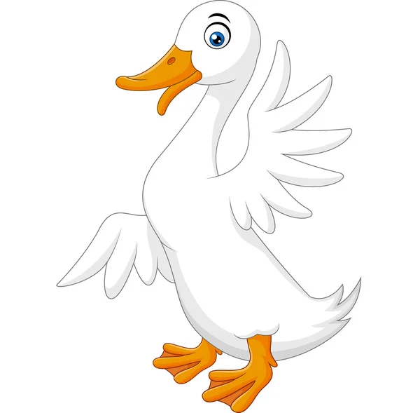 Cute duck cartoon waving — Stock Vector