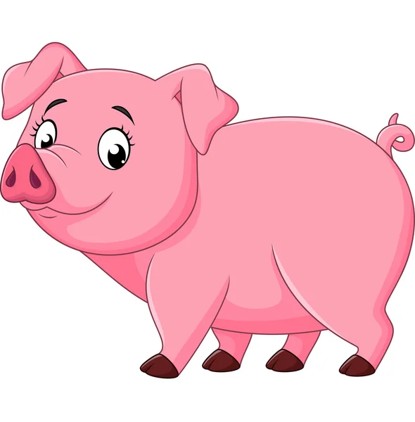 Desenhos animados feliz porco isolado no fundo branco —  Vetores de Stock