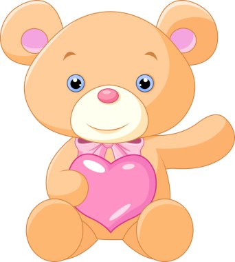 sevimli ayıcık kalp tutan çizimi