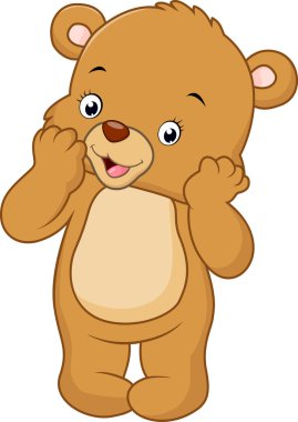 Beyaz arka planda yalnız duran sevimli ayı.