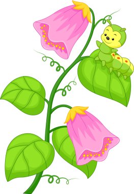 Cartoon caterpillar on the plant clipart