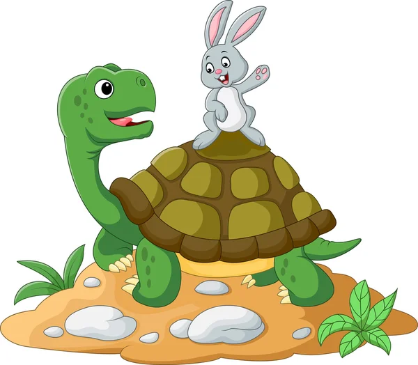 Cartoon turtle a králík — Stockový vektor