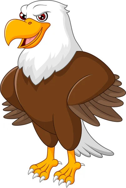 Cute águia desenho animado posando — Vetor de Stock