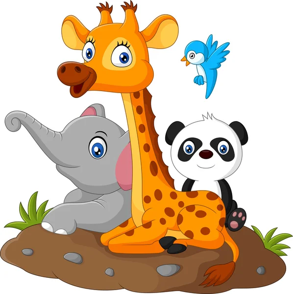 Happy safari animal cartoon — Stock Vector