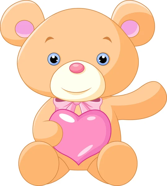 Иллюстрация милого медвежонка с сердцем — стоковый вектор
