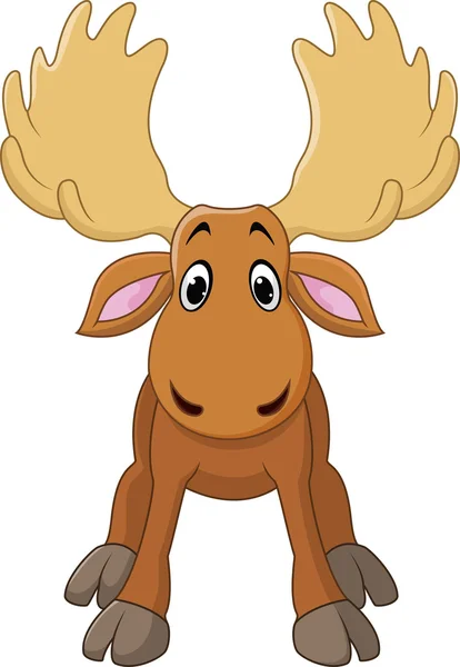 Cartoon happy moose met grote hoorns — Stockvector