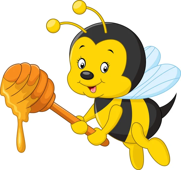 Cartoon bee holding medu — Stockový vektor