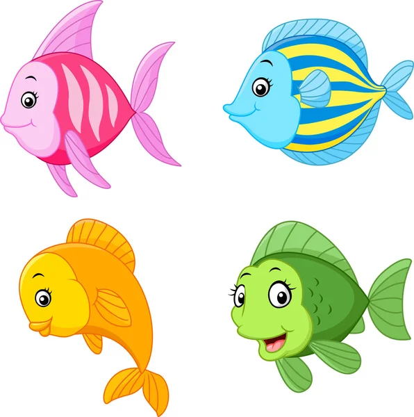 Cartone animato pesci tropicali — Vettoriale Stock