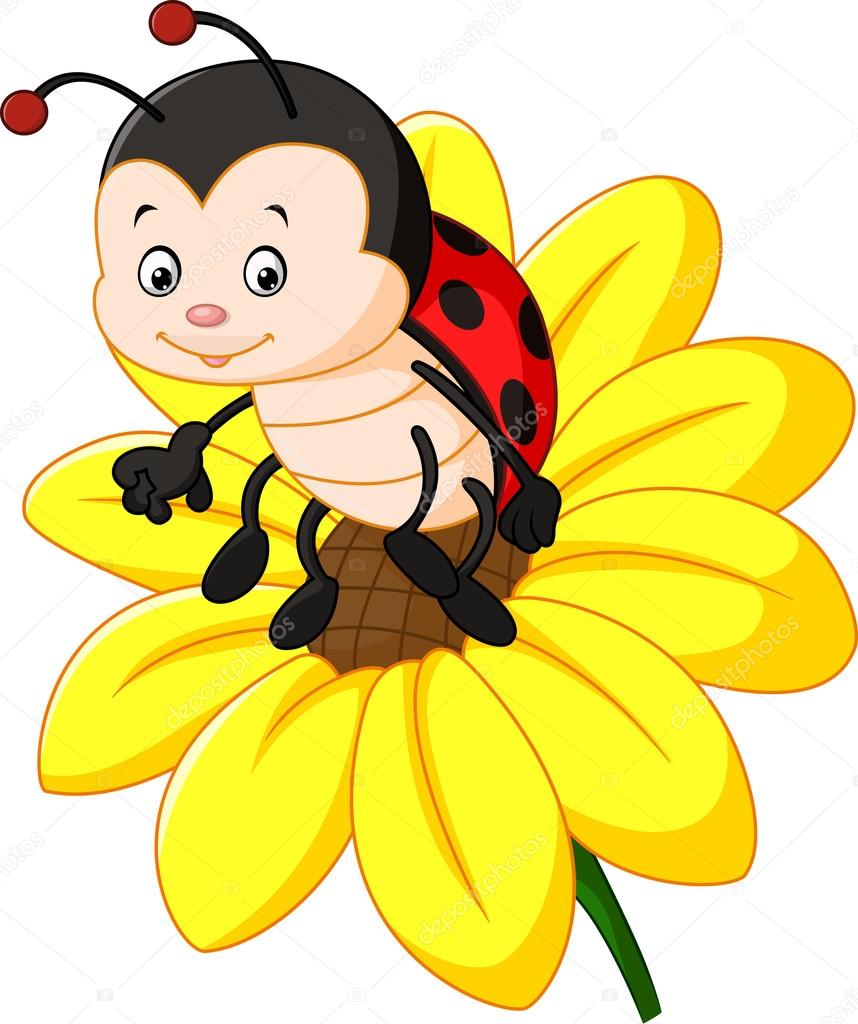 Coccinelle dessin animé sur la fleur de soleil image ... Coccinelle dessin animé sur la fleur de soleil image ...