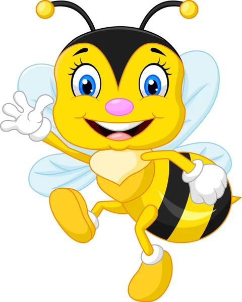愛らしいミツバチの分離の白い背景を提示 — ストックベクタ