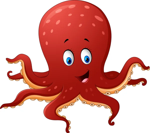 Pulpo sonriente de dibujos animados — Vector de stock