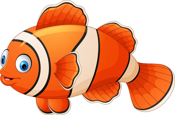 Cute clown fish cartoon posing