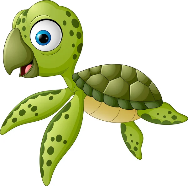 Cartone animato bambino tartaruga nuoto — Vettoriale Stock
