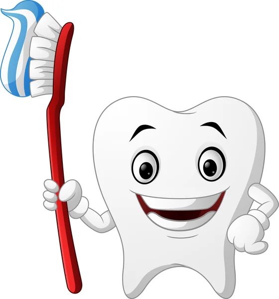 Uśmiechający się zdrowy ząb biała postać z kreskówki — Wektor stockowy