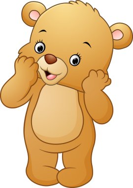 Beyaz arka planda yalnız duran sevimli ayı.