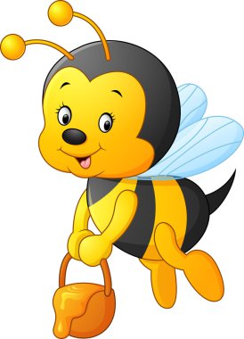 Tatlım kova tutarak uçan arı çizgi film