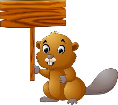 Boş işaret tutan karikatür kunduz