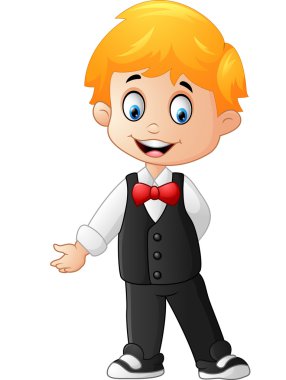 Çizgi film çocuk bir smokin giyiyor