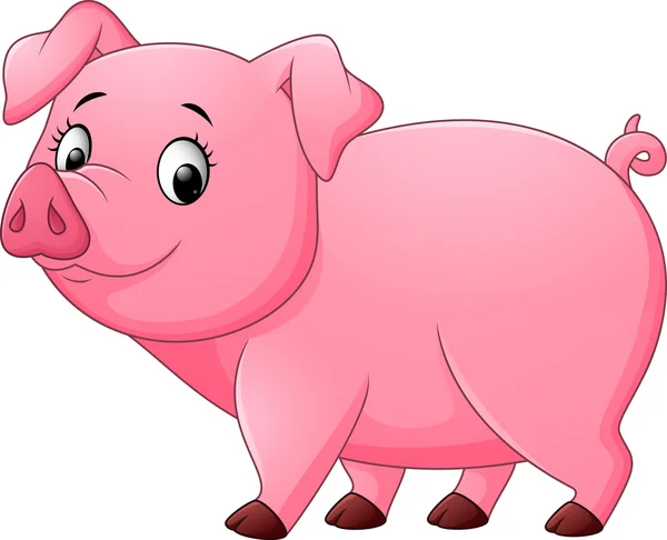 Cartoon glückliches Schwein isoliert auf weißem Hintergrund — Stockvektor