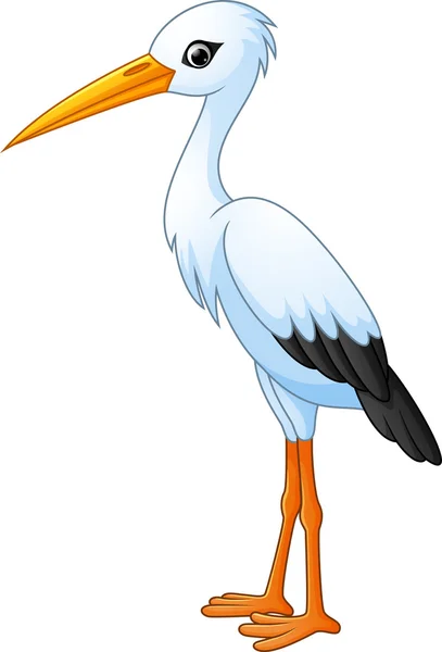 Cigogne blanche dessin animé — Image vectorielle