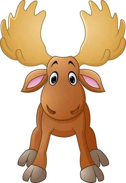 Cartoon happy moose met grote hoorns — Stockvector