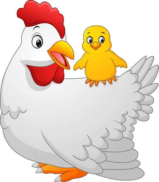 Cartoon hen and its chick — Stock Vector