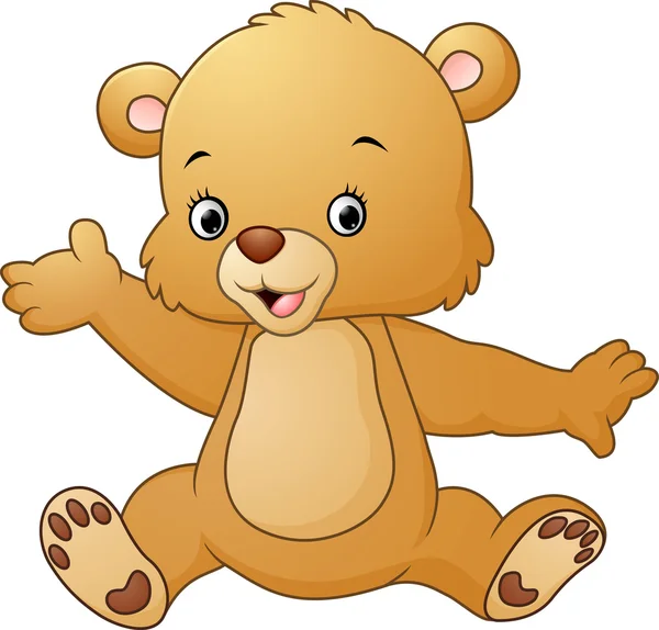 Cartoon-Teddybär winkt — Stockvektor