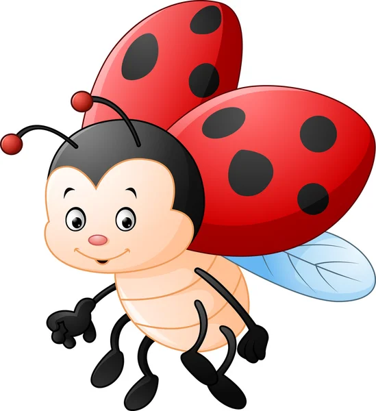 Cartoon coccinella agitando — Vettoriale Stock