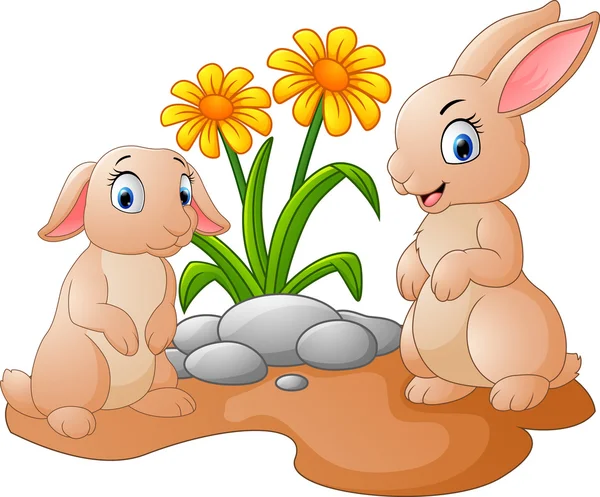Ilustración conejo con flor — Archivo Imágenes Vectoriales
