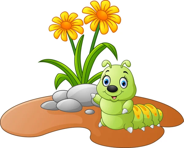 一朵花与毛毛虫的插图 — 图库矢量图片