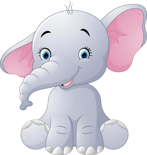 Cute baby elephant sitting isolated on white background — Stock Vector