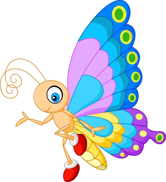 Cute butterfly cartoon presenting — Stock Vector