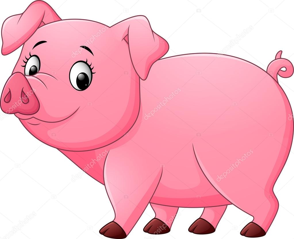 Cartoon happy pig isolated on white background
