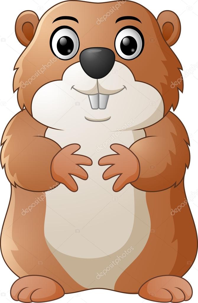 Cartoon happy groundhog