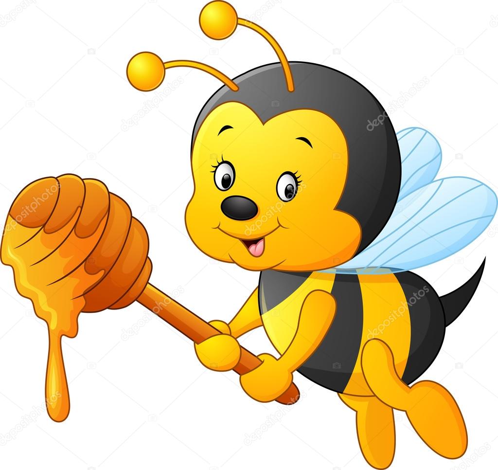 Cartoon bee holding honey