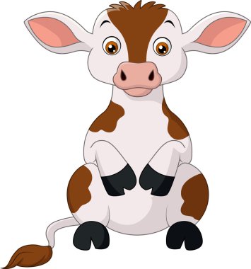 Mutlu inek karikatür oturma