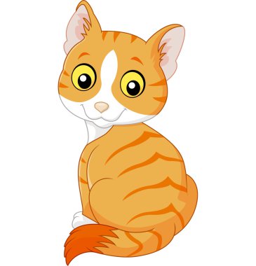 Cute cat cartoon isolated on white background clipart