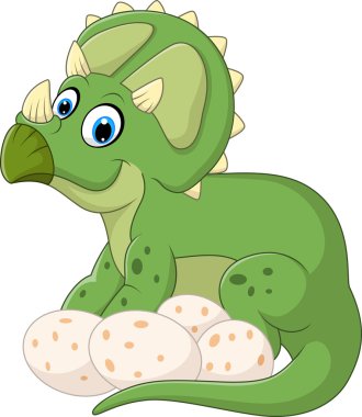 Yumurta beyaz arka plan üzerinde izole karikatür triceratops