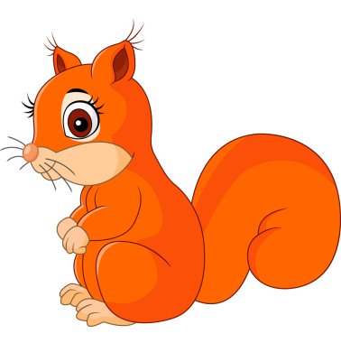 Beyaz arka plan üzerinde izole şirin squiurrel çizgi film