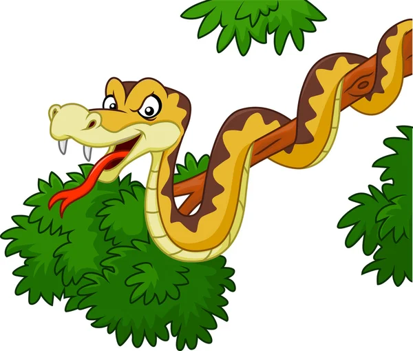 Kreslený had na větvi — Stockový vektor