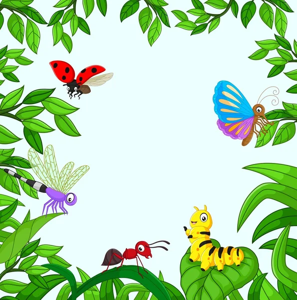Insecto de dibujos animados en el jardín — Vector de stock