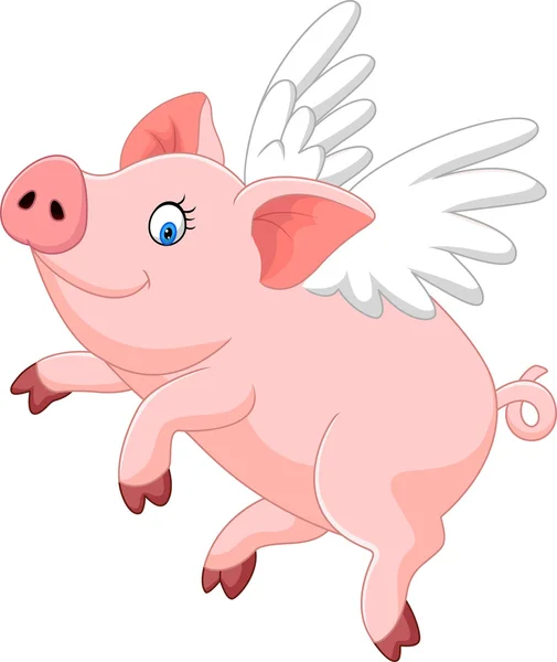 Niedlichen Schwein Karikatur fliegen — Stockvektor