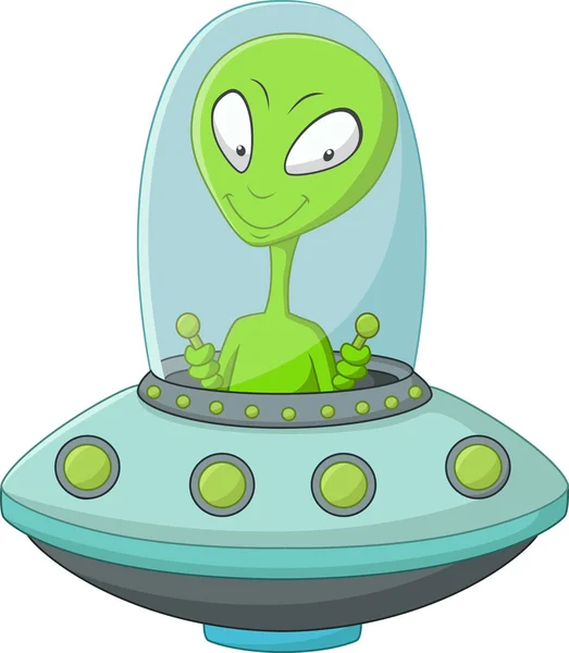 Cute alien cartoon in the spaceship — Stock Vector