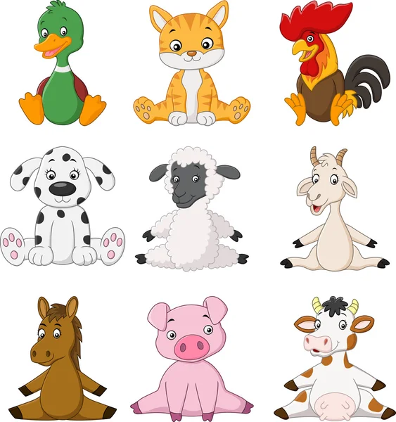 Cartoni animati animali divertenti fattoria — Vettoriale Stock