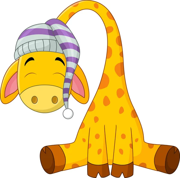 Cartoon sleeping giraffe cartoon — Stock Vector