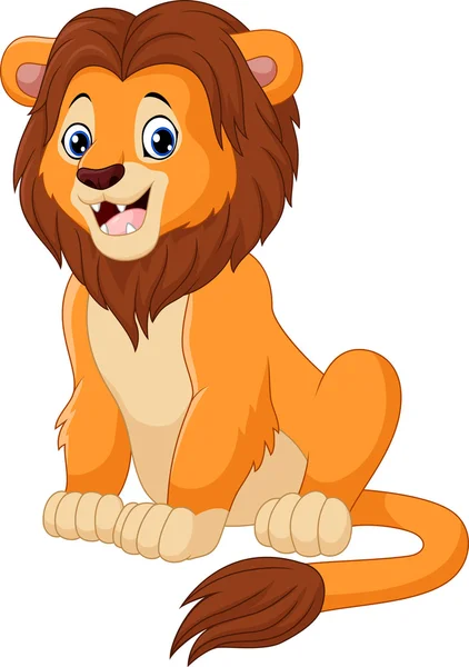 Cute lion sitting isolated on white background — Stock Vector