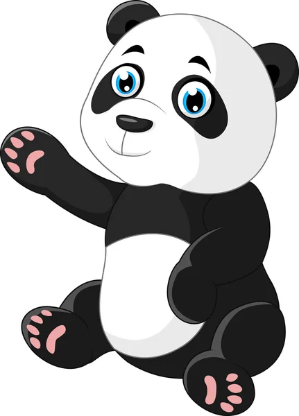 Cartoon panda acenando mão — Vetor de Stock